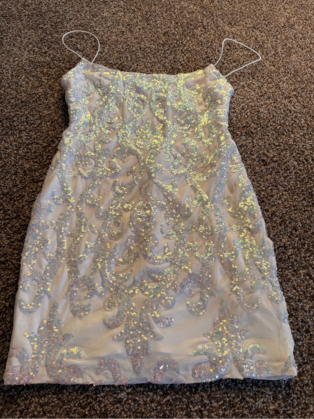 B. Darlin White Party Dress with Sequin Overlay